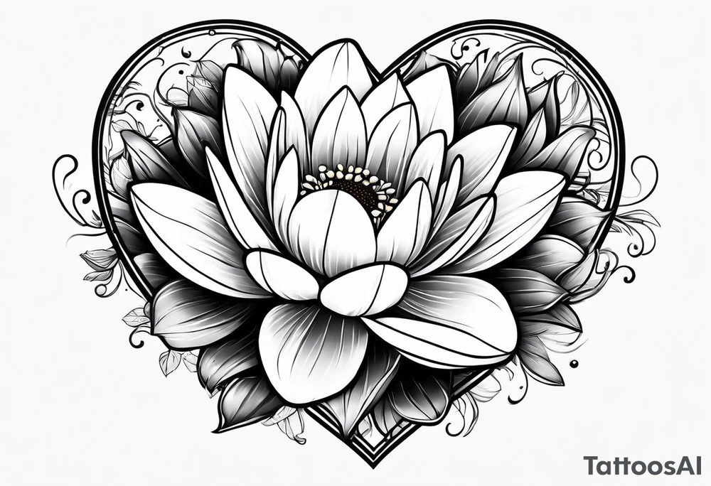 Daisy and water lily heart simple tattoo idea Daisy and water lily heart simple tattoo idea