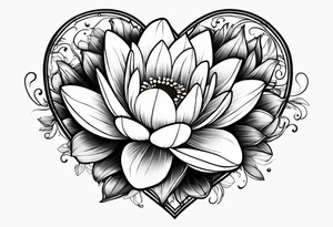 Daisy and water lily heart simple tattoo idea