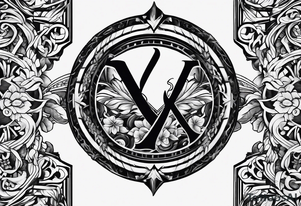 the letters A R in the middle of a ninja headband tattoo idea