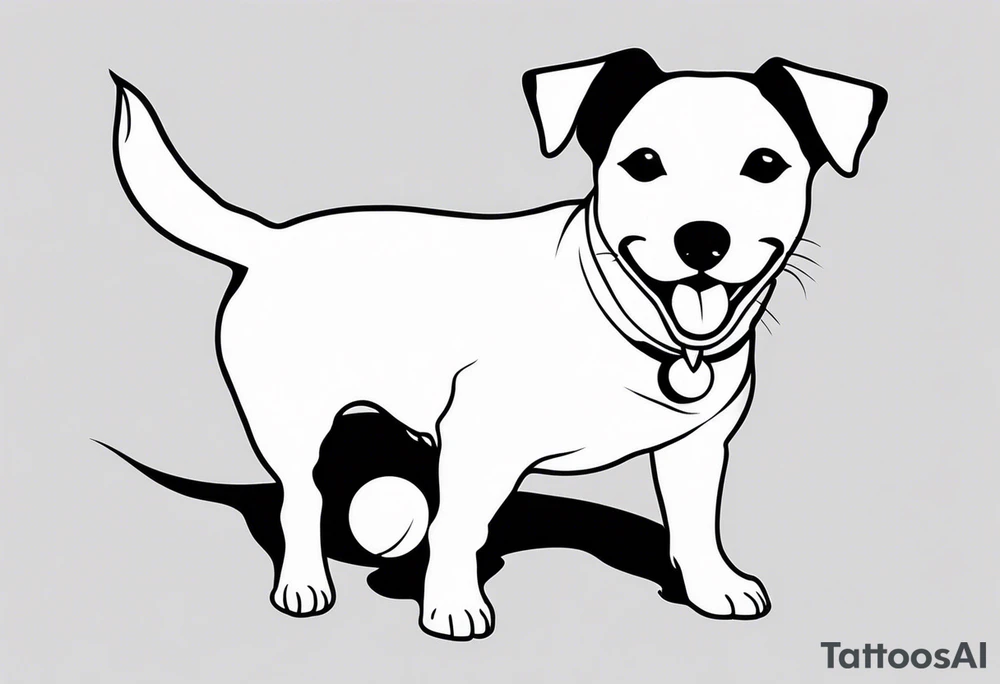 jack Russell with ball in its mouth tattoo idea
