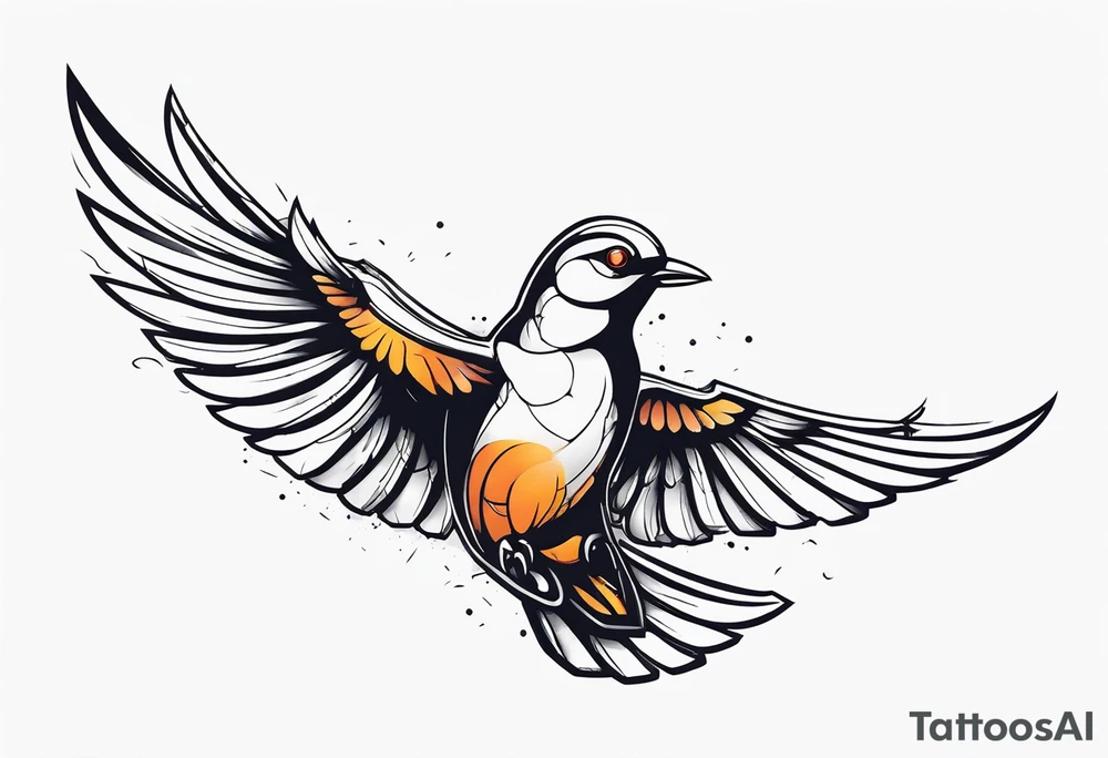 mechanical 
bird breaking free from chain tattoo idea