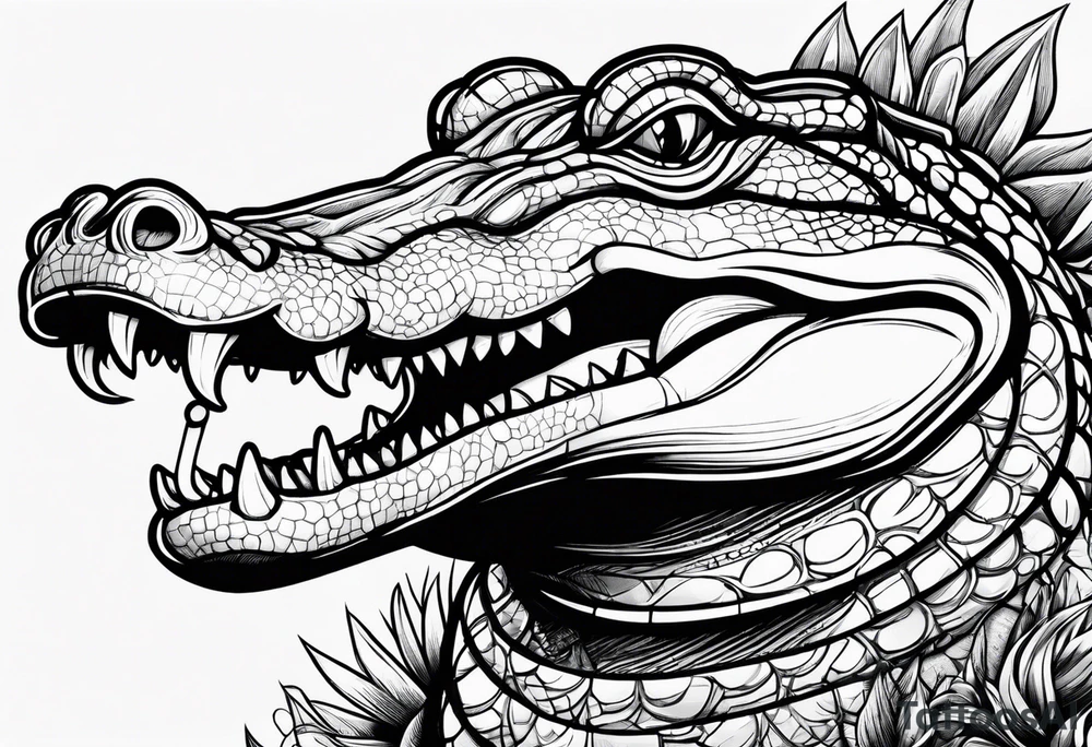 alligator smoking cigarette tattoo idea