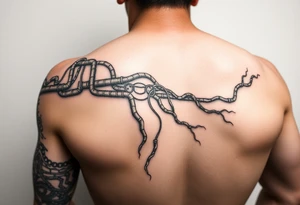 long System of pipes that transitions into veins of forearm tattoo idea