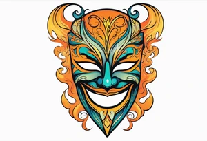 Laughing Male masquerade mask with orange smoke tattoo idea