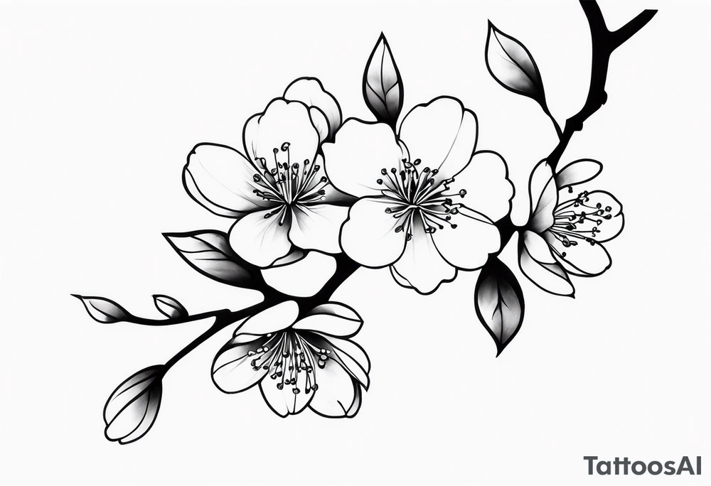 cherry blossom branch going from shoulder to wrist, wrap around bicep tattoo idea