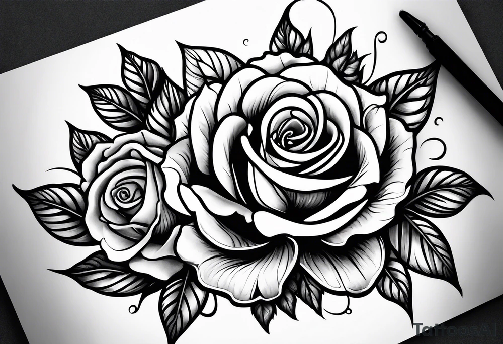 A rose tattoo on the right hand with names engraved in the petals and to finish skeleton bone fingers tattoo idea