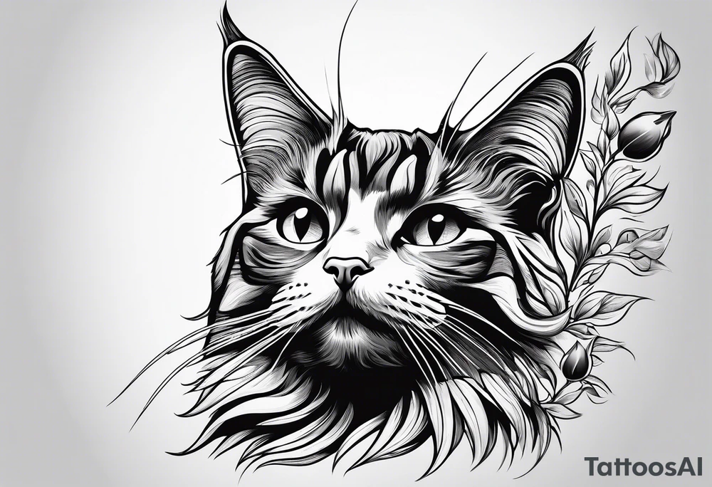 Cat looking up at a cardinal bird tattoo idea