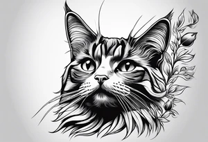 Cat looking up at a cardinal bird tattoo idea