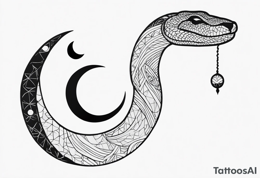 Snake wrapping around a Crescent moon tattoo idea