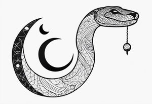 Snake wrapping around a Crescent moon tattoo idea