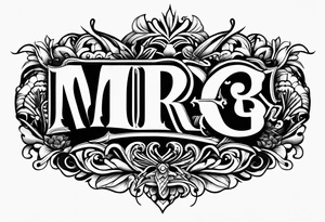 letters: "MRBG"
simple, clear, plain, unadorned tattoo idea