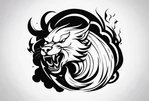 shadow beast with mouth open and smoke coming out tattoo idea