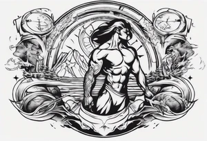 Inner bicep, stretched horizontally, visual representation of the journey of life tattoo idea