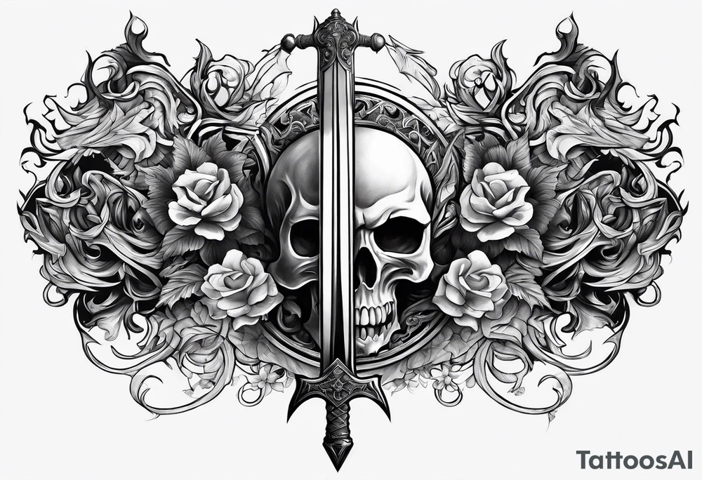 the goddess nemesis sword scary blood hell tattoo idea