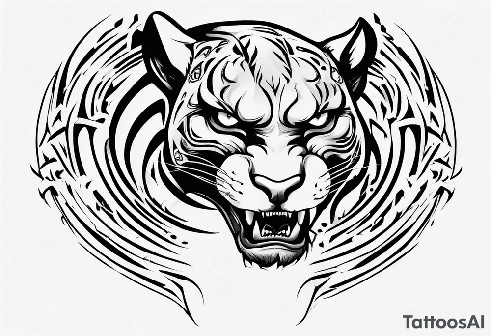 A black puma looking vicious. I want to see his whole body, from a helicopter perspective tattoo idea