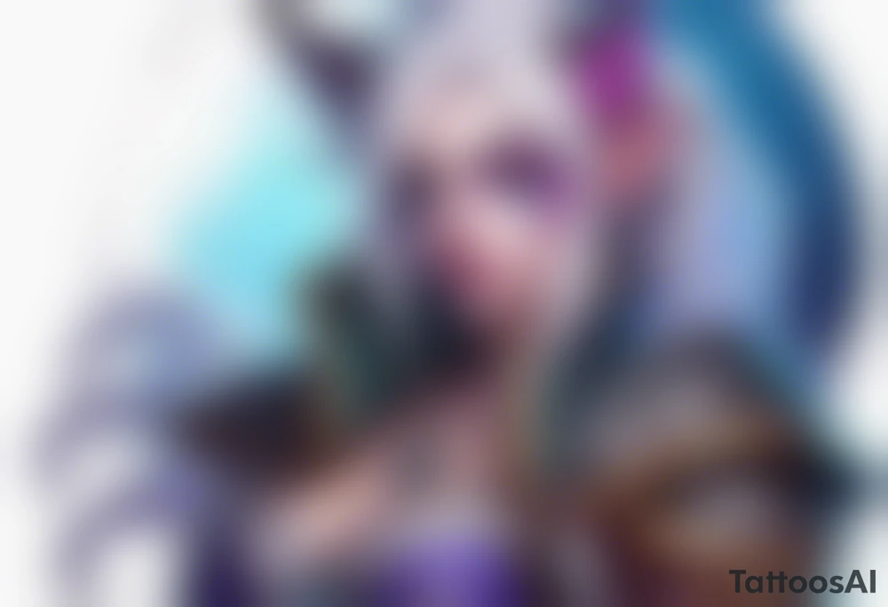 night elf from world of warcraft designed like harley quin with white hair tattoo idea