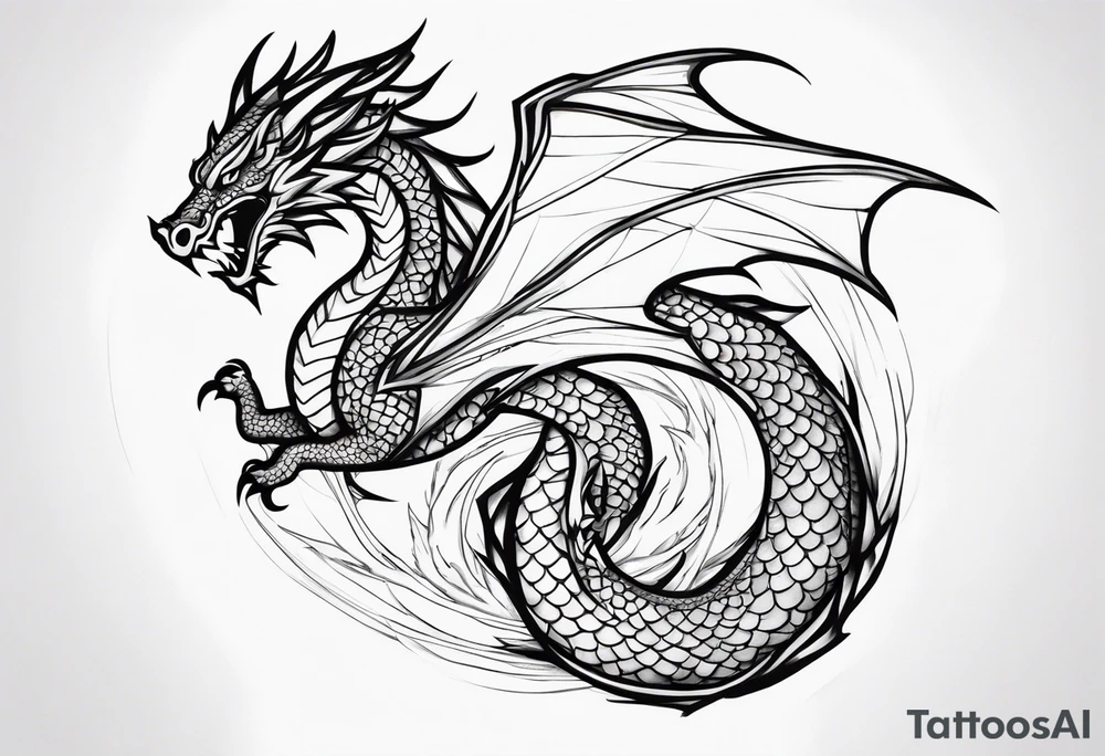 Fine like dragon wrapping around the back of knee tattoo idea