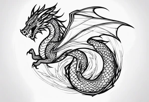 Fine like dragon wrapping around the back of knee tattoo idea