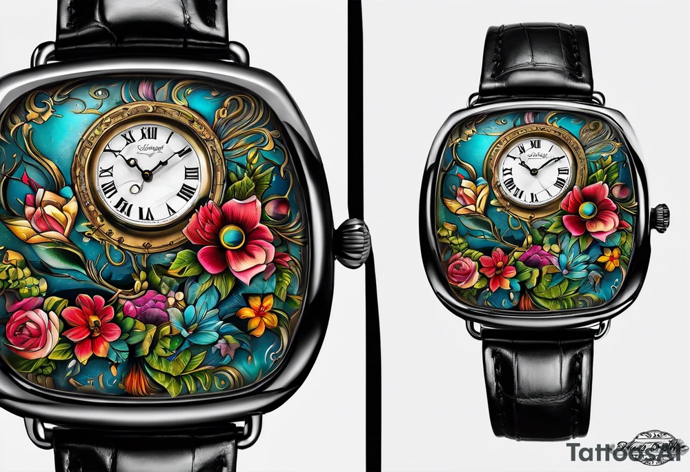 Un reloj de bolsillo, con grabado que diga “don’t forget April-24 tattoo idea