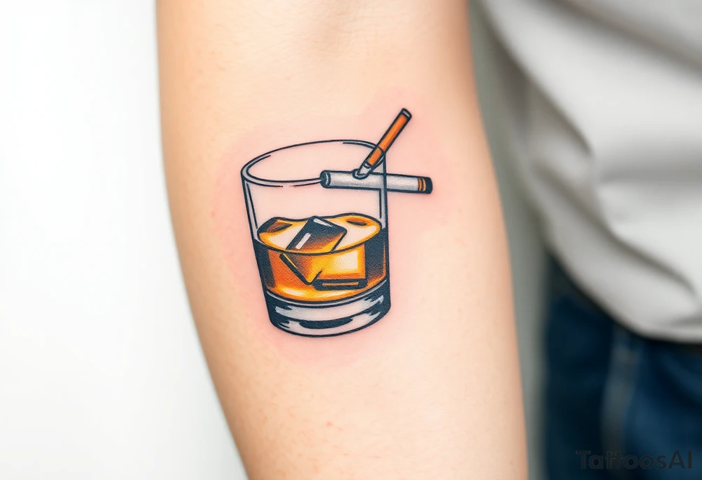 Shot of whiskey and a cigarette tattoo idea