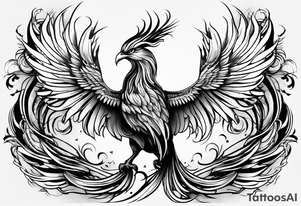 Small phoenix rising up tattoo idea