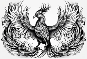 Small phoenix rising up tattoo idea