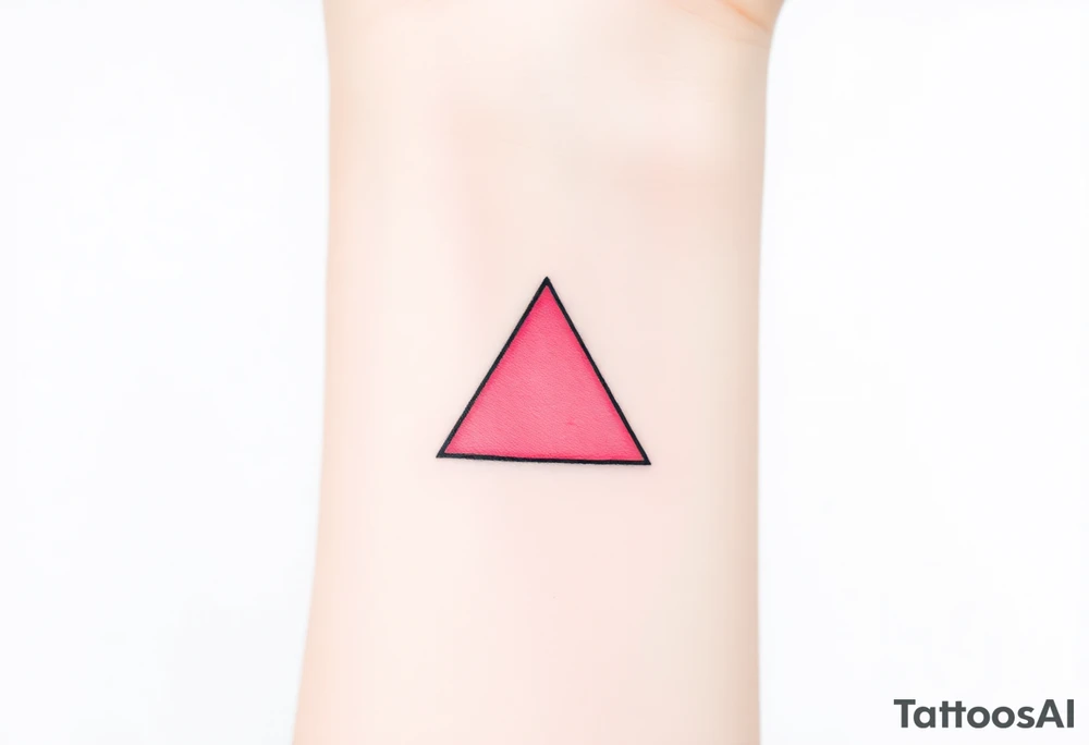 A pink triangle (upsidedown), with very small black lining and upside down. Just the colour pink. No shapes. Just the colour pink in a gradient filling the triangle tattoo idea
