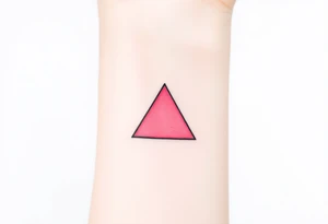 A pink triangle (upsidedown), with very small black lining and upside down. Just the colour pink. No shapes. Just the colour pink in a gradient filling the triangle tattoo idea