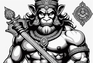 Hanuman ji with mace on arm tattoo idea