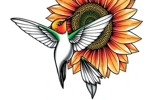 Hummingbird near a sunflower tattoo idea