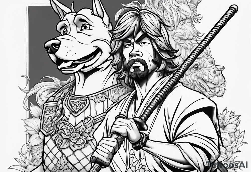 scooby doo and shaggy samurai tattoo idea