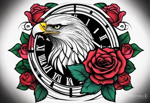 eagle, rose, clock , love tattoo idea