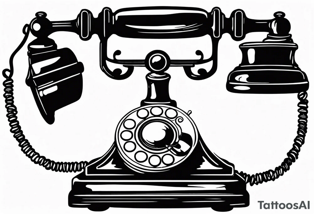 vintage telephone with eyes tattoo idea