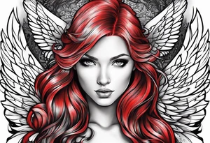 beautiful red hair angel girl tattoo idea