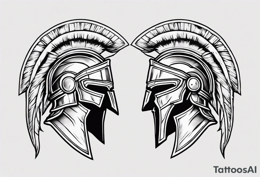 ultra-fine line linework vector of a spartan from the side, spartan spear, spartan shield, laurel wreath tattoo idea