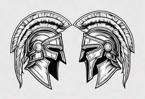 ultra-fine line linework vector of a spartan from the side, spartan spear, spartan shield, laurel wreath tattoo idea