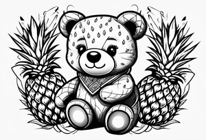 Teddy bear loves pineapple tattoo idea
