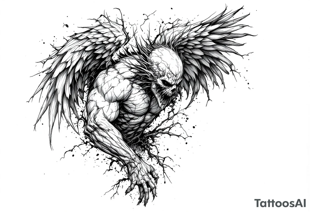 Corrupted angel tattoo tattoo idea