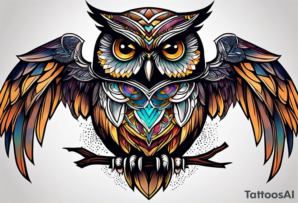 Owl with eyes tattoo idea