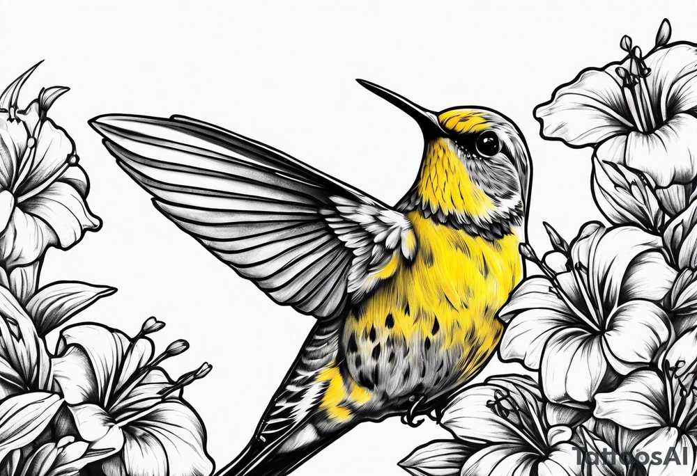 Libra hummingbird yellow finch cardinal flower garden dark sad beautiful mother tattoo idea