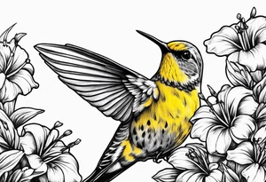 Libra hummingbird yellow finch cardinal flower garden dark sad beautiful mother tattoo idea