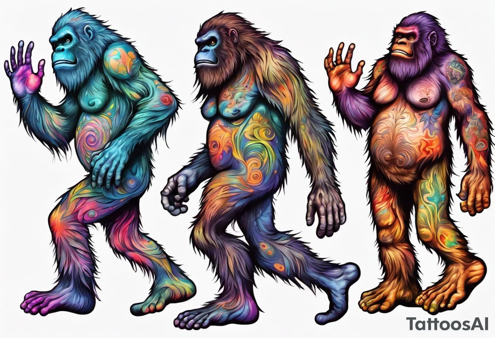 Big foot having a psychedelic trip tattoo idea