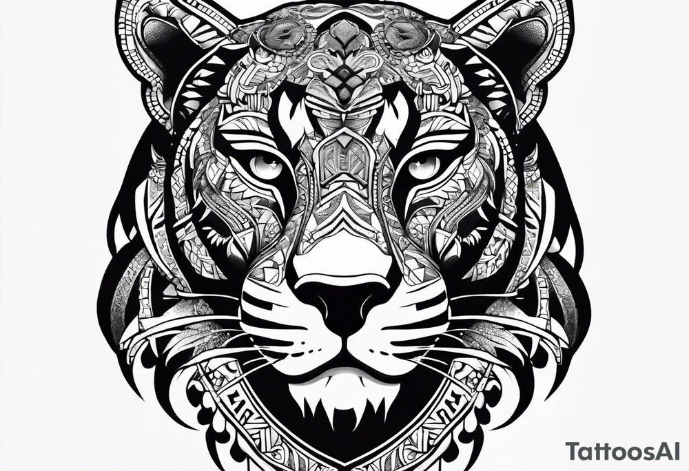 aztec black jaguar with snake tattoo idea