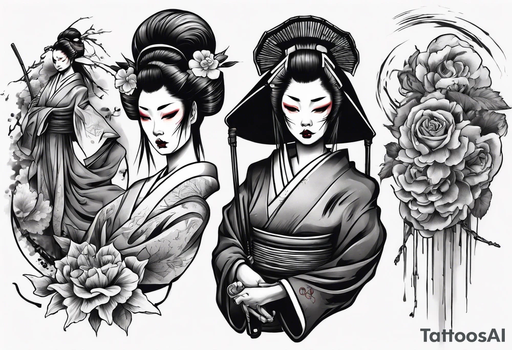 geisha who is also a grim reaper tattoo idea