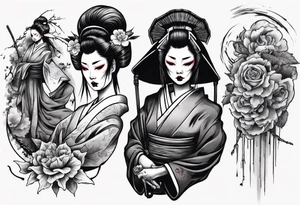 geisha who is also a grim reaper tattoo idea