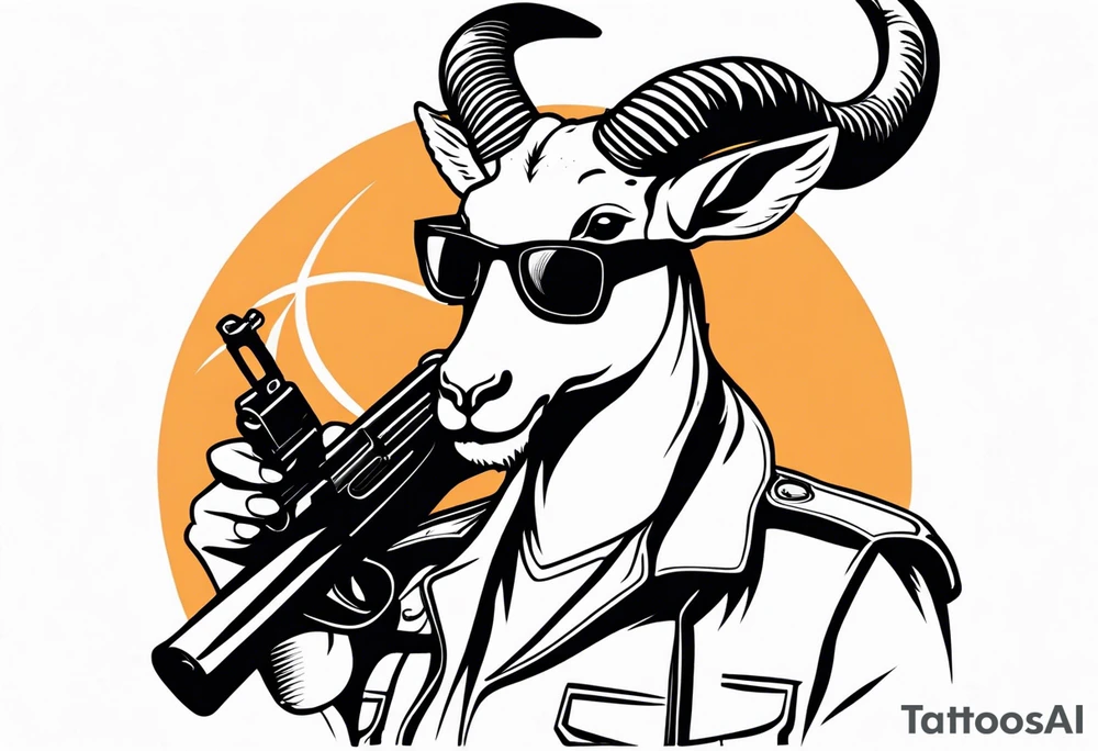 capricorn with sunglasses and shotgun tattoo idea