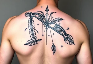 Large bow and arrow on whole arm tattoo idea