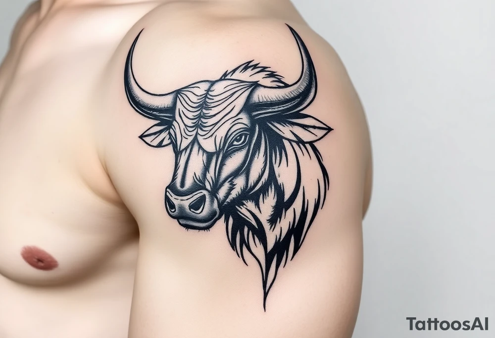 Powerfull majestic bull tattoo idea