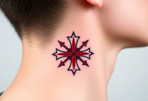 A bold red and black Maltese cross tattoo idea