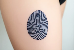 A fingerprint with embedded tiny silver stars and a deep indigo gradient, giving it a cosmic and ethereal appearance tattoo idea